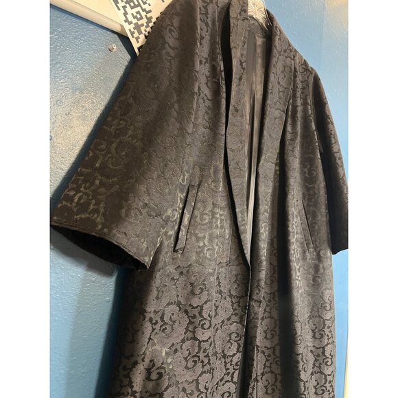 Vintage 1950s Black Brocade Opera Swing Coat - Picture 4 of 9